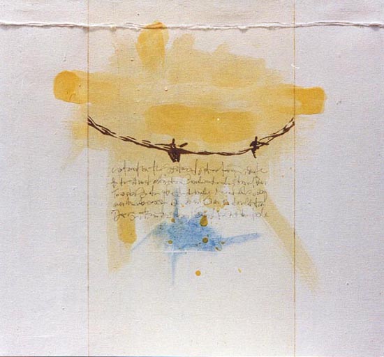 EL PELO DE CRISTO.(RE~LIGIO) 1999. MIXTA SOBRE TELA. 0.50M X 0.50M.